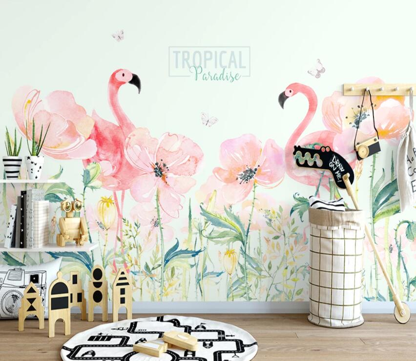 3D Pink Flamingo 1052 Wall Murals Wallpaper AJ Wallpaper 2 