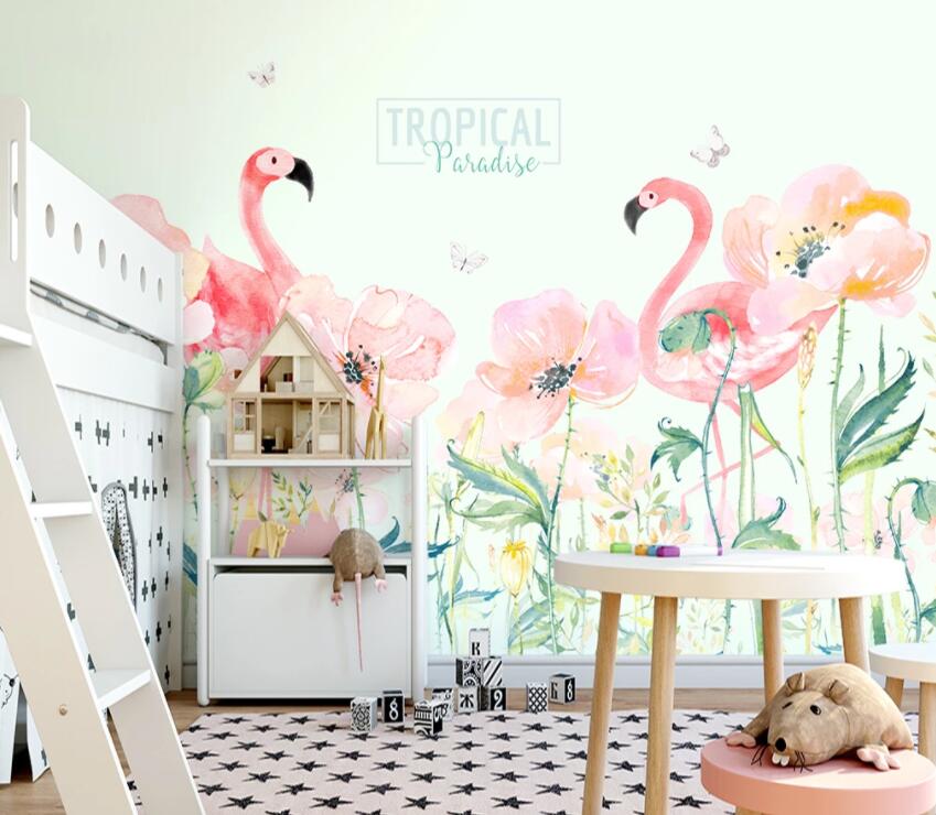 3D Pink Flamingo 1052 Wall Murals Wallpaper AJ Wallpaper 2 