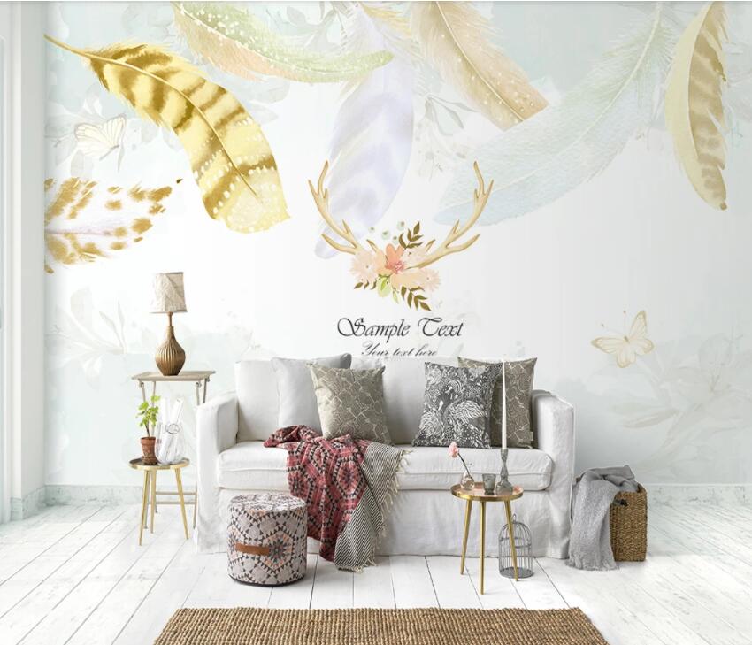 3D Yellow Leaves 1050 Wall Murals Wallpaper AJ Wallpaper 2 