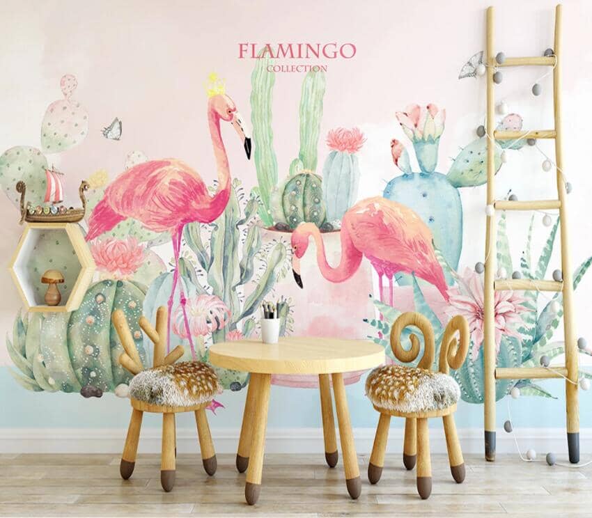 3D Pink Flamingo 2174 Wall Murals