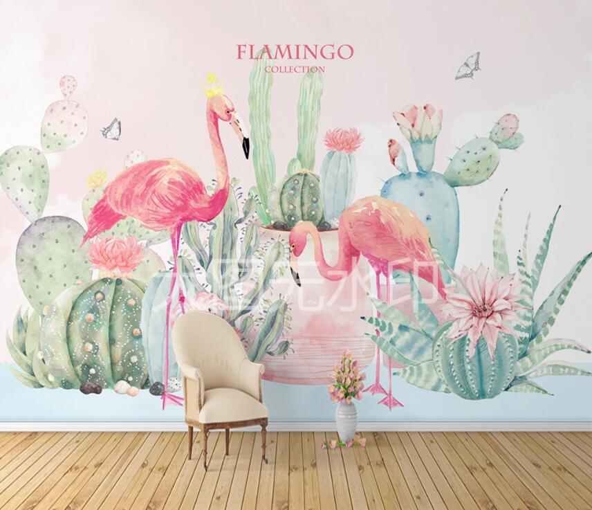 3D Pink Flamingo 896 Wall Murals Wallpaper AJ Wallpaper 2 
