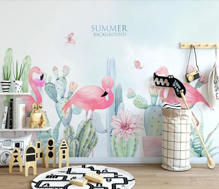 3D Pink Flamingo 2172 Wall Murals Wallpaper AJ Wallpaper 2 