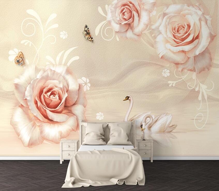 3D Flower Butterfly 2164 Wall Murals Wallpaper AJ Wallpaper 2 