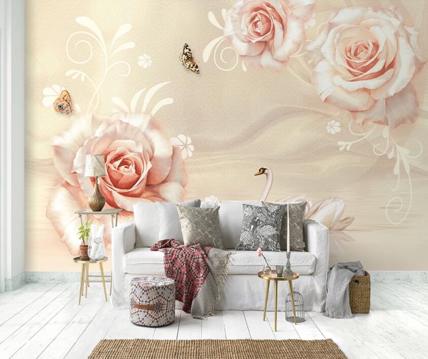 3D Pink Rose 886 Wall Murals Wallpaper AJ Wallpaper 2 