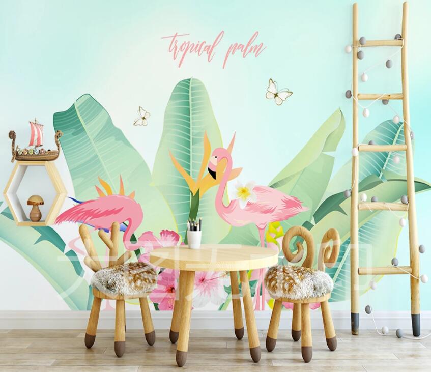 3D Pink Flamingo 884 Wall Murals Wallpaper AJ Wallpaper 2 