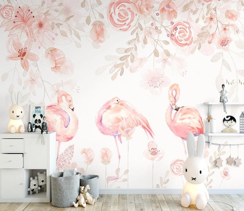 3D Pink Flamingo 2155 Wall Murals