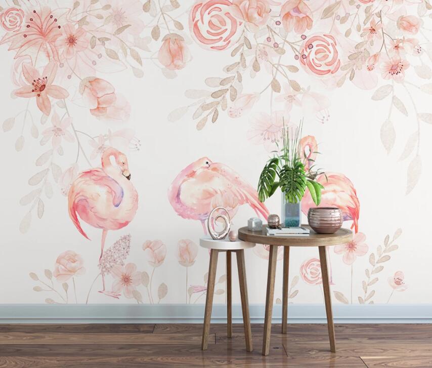 3D Pink Flamingo 876 Wall Murals Wallpaper AJ Wallpaper 2 