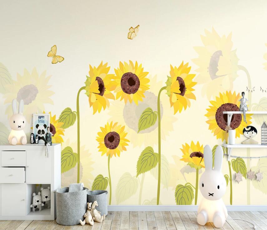 3D Yellow Sunflower 846 Wall Murals Wallpaper AJ Wallpaper 2 