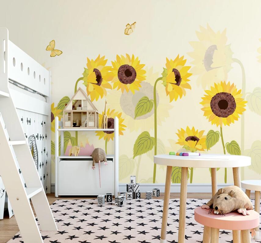 3D Yellow Sunflower 846 Wall Murals Wallpaper AJ Wallpaper 2 