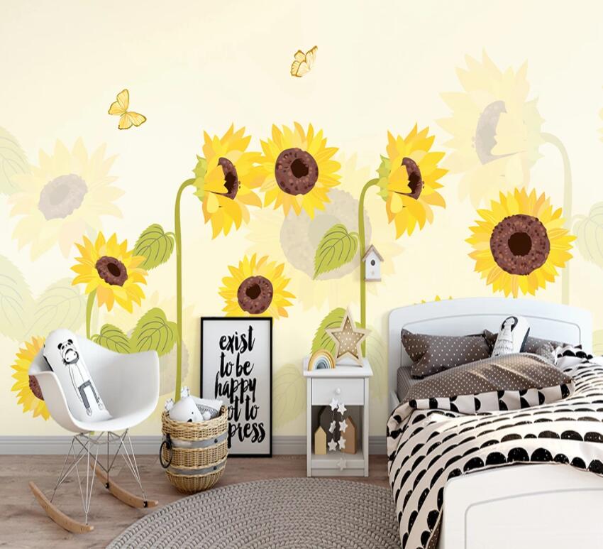 3D Yellow Sunflower 846 Wall Murals Wallpaper AJ Wallpaper 2 