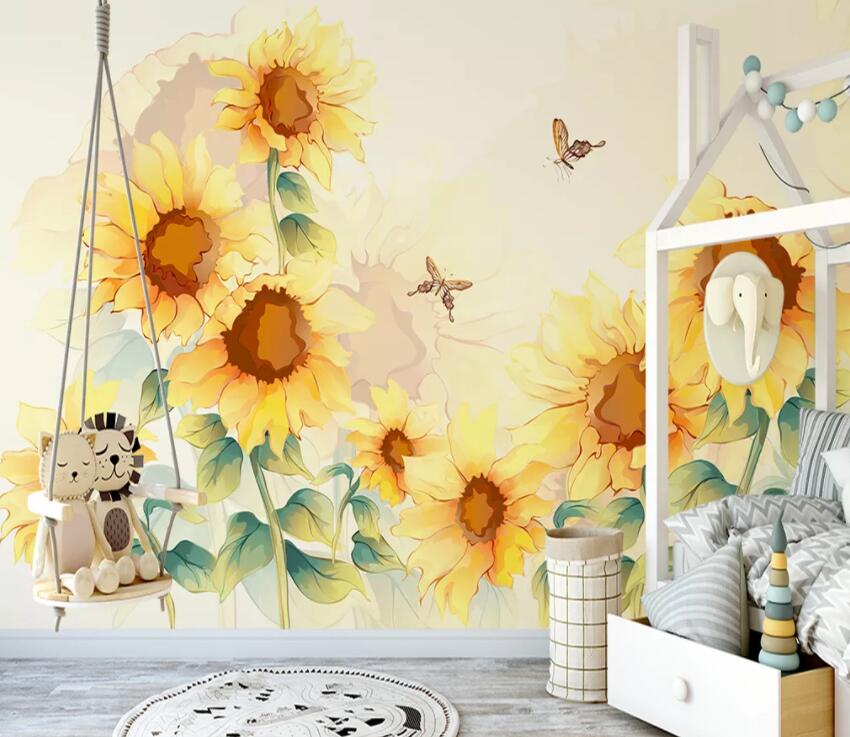 3D Yellow Sunflower 845 Wall Murals Wallpaper AJ Wallpaper 2 