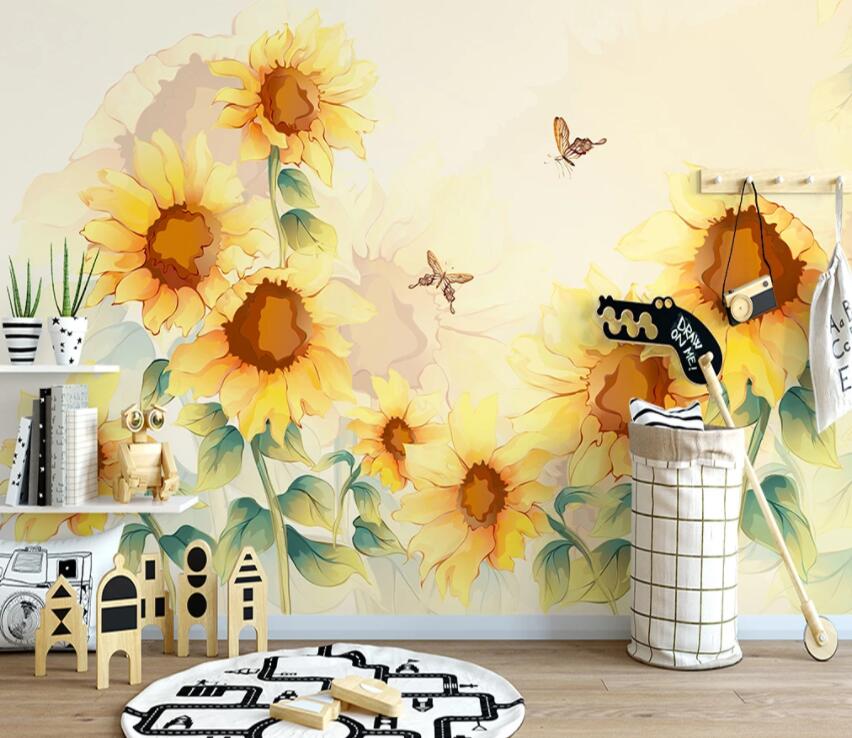 3D Yellow Sunflower 845 Wall Murals Wallpaper AJ Wallpaper 2 