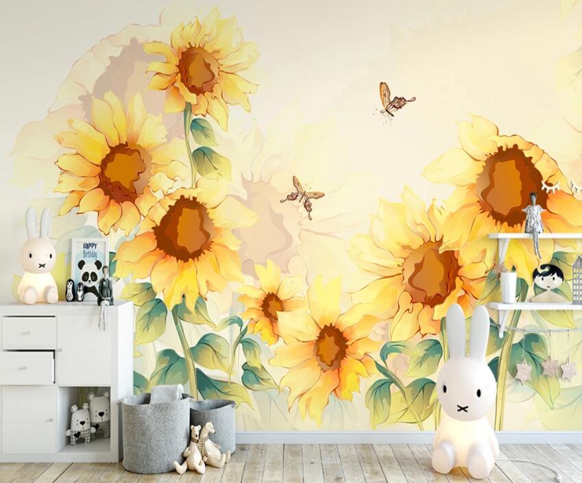 3D Yellow Sunflower 845 Wall Murals Wallpaper AJ Wallpaper 2 