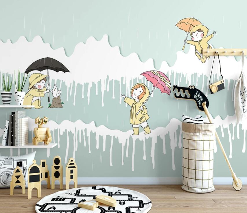 3D Child Raining 844 Wall Murals Wallpaper AJ Wallpaper 2 