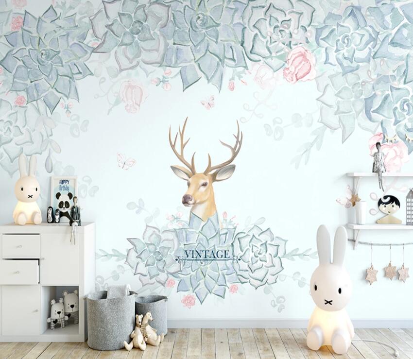 3D Flower Fawn 833 Wall Murals Wallpaper AJ Wallpaper 2 
