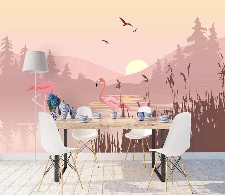 3D Pink Flamingo 2123 Wall Murals Wallpaper AJ Wallpaper 2 
