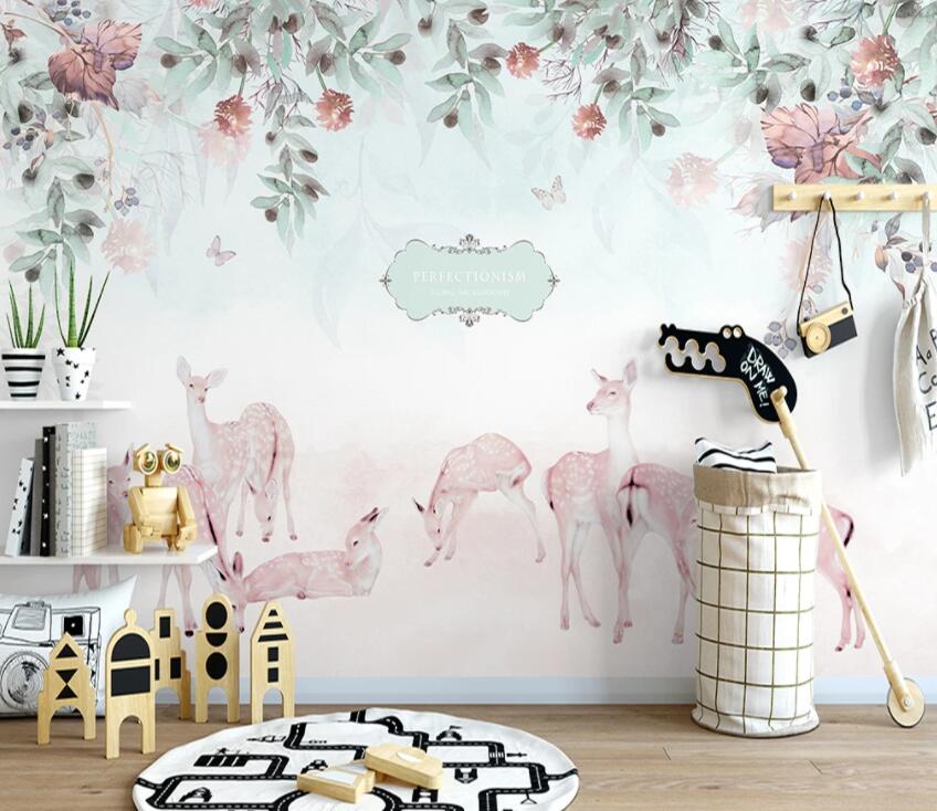3D Flower Fawn 820 Wall Murals Wallpaper AJ Wallpaper 2 