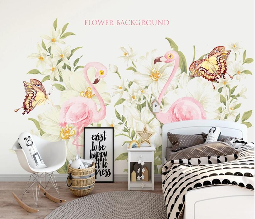 3D Pink Flamingo 804 Wall Murals Wallpaper AJ Wallpaper 2 