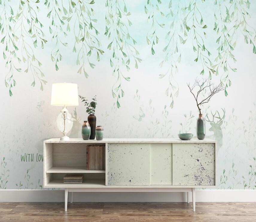 3D Green Leaf 786 Wall Murals Wallpaper AJ Wallpaper 2 