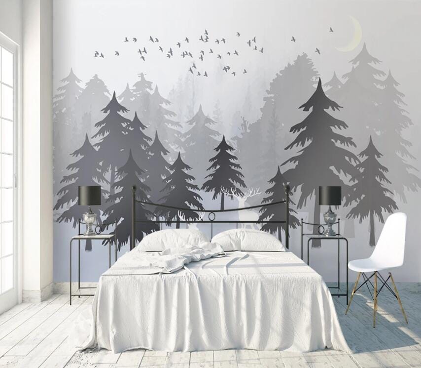 3D Foggy Forest 2158 Wall Murals Wallpaper AJ Wallpaper 2 