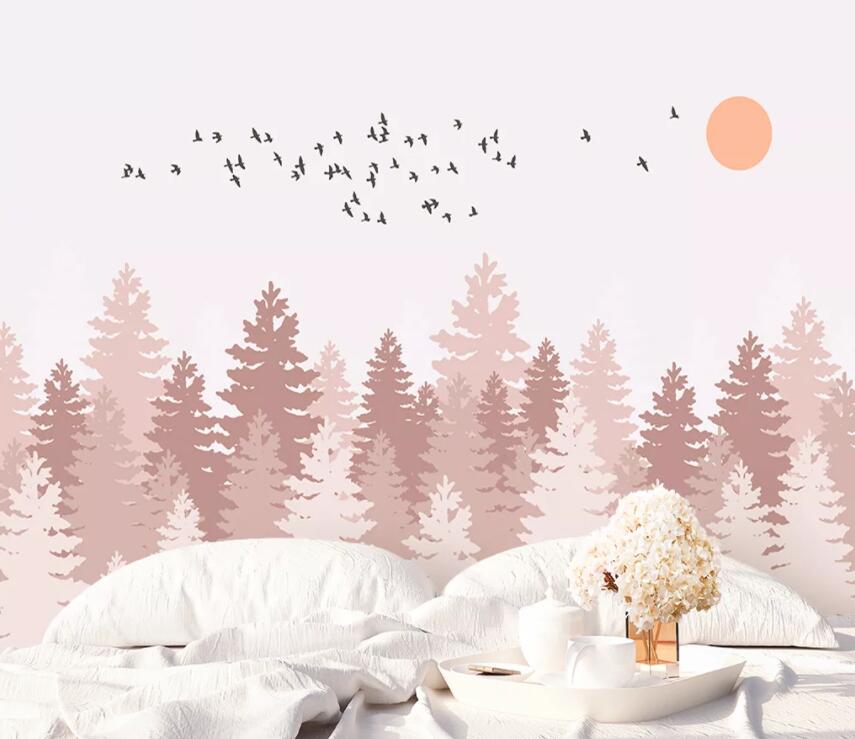 3D Pink Forest 743 Wall Murals Wallpaper AJ Wallpaper 2 