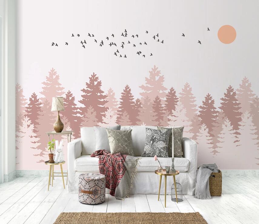 3D Pink Forest 743 Wall Murals Wallpaper AJ Wallpaper 2 
