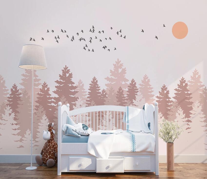 3D Pink Forest 743 Wall Murals Wallpaper AJ Wallpaper 2 