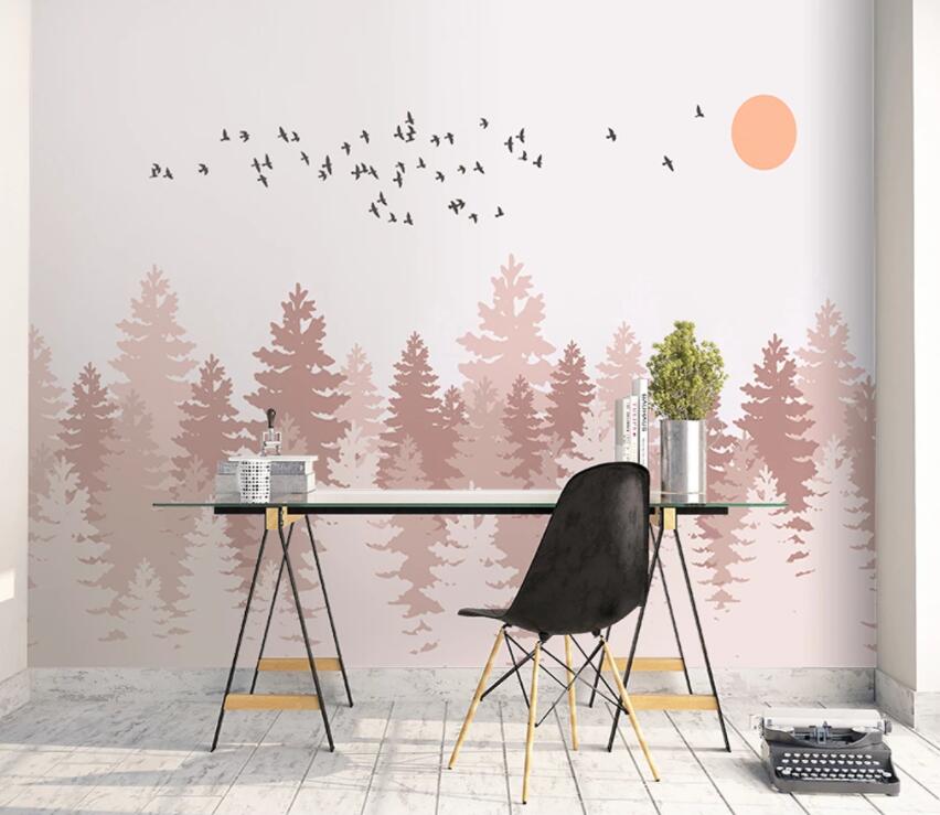 3D Pink Forest 743 Wall Murals Wallpaper AJ Wallpaper 2 