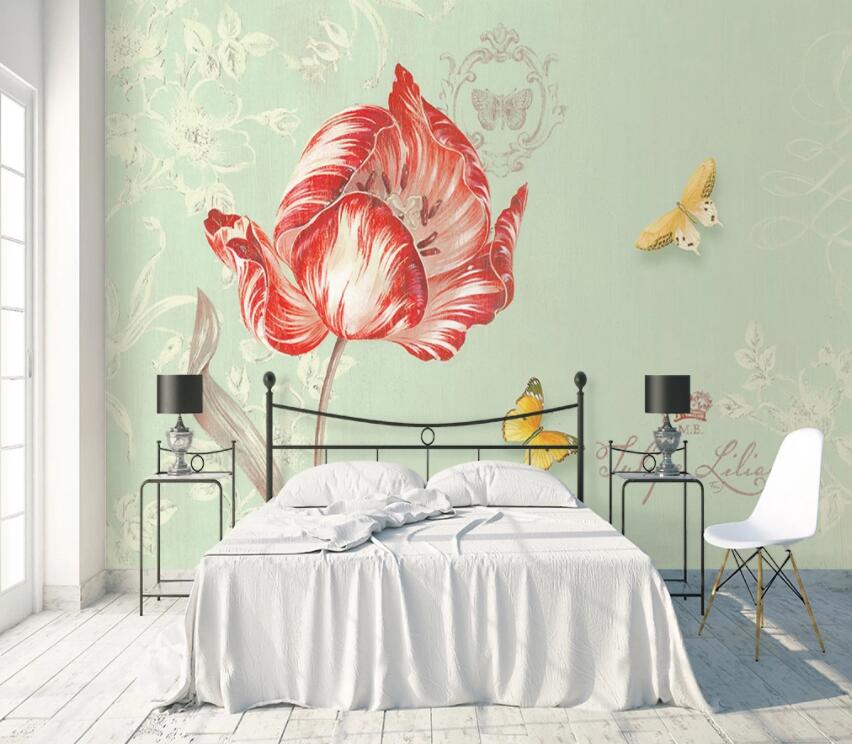 3D Red Flower 726 Wall Murals Wallpaper AJ Wallpaper 2 