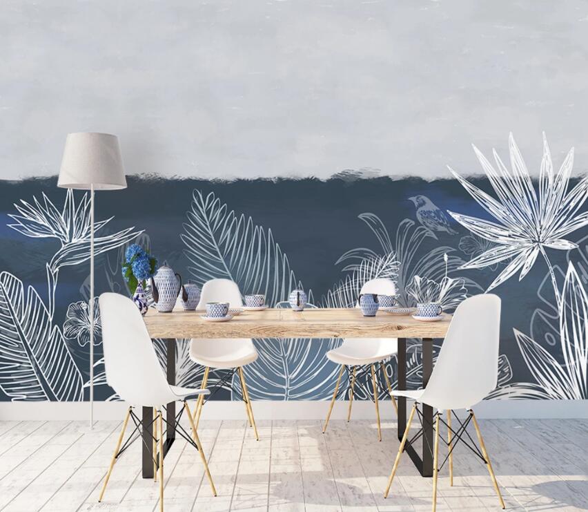 3D White Leaves 704 Wall Murals Wallpaper AJ Wallpaper 2 