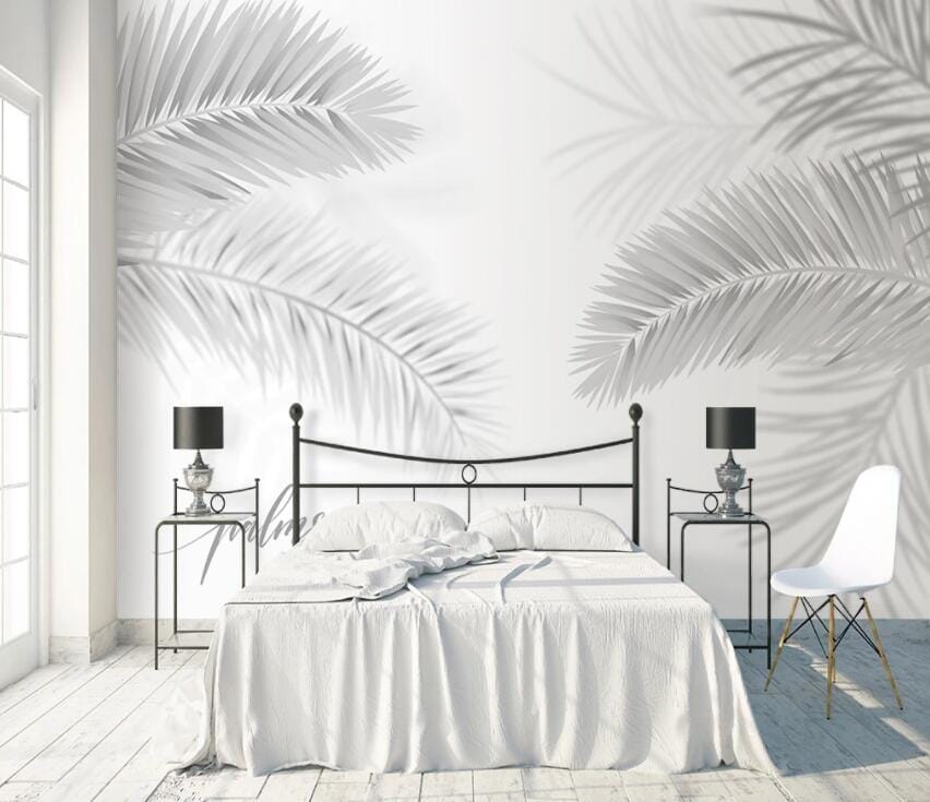 3D White Leaves 2107 Wall Murals Wallpaper AJ Wallpaper 2 