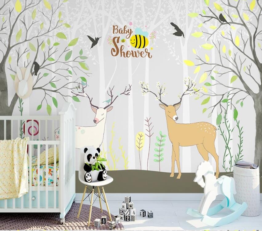 3D Fawn In Leaves 1980 Wall Murals Wallpaper AJ Wallpaper 2 