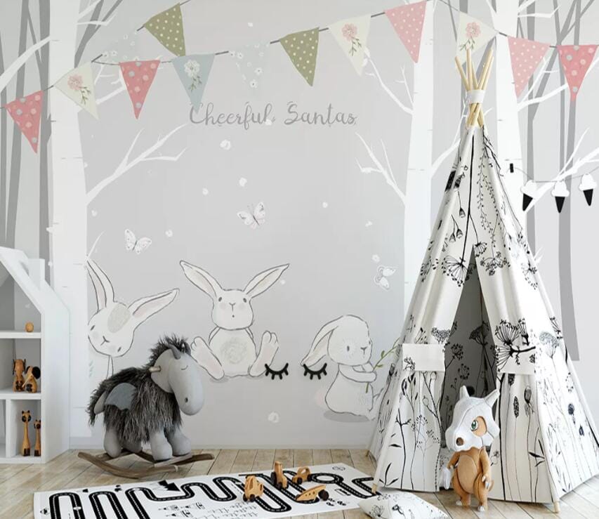 3D Rabbit Forest 1974 Wall Murals Wallpaper AJ Wallpaper 2 