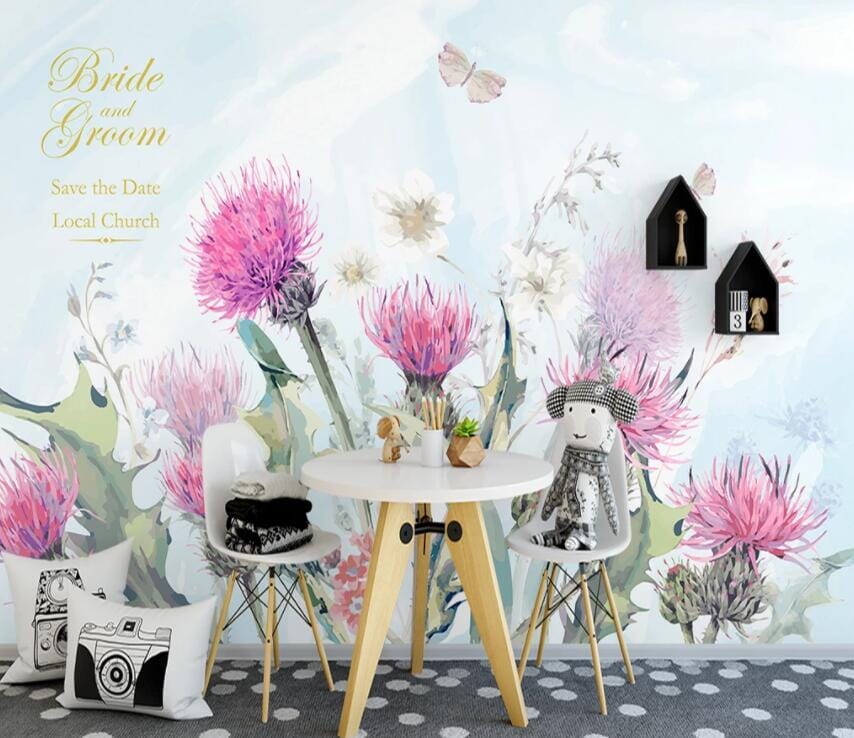 3D Purple Flowers 1956 Wall Murals Wallpaper AJ Wallpaper 2 