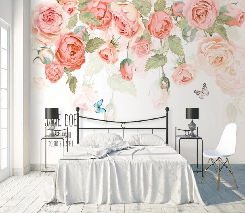 3D Pink Rose 1954 Wall Murals Wallpaper AJ Wallpaper 2 