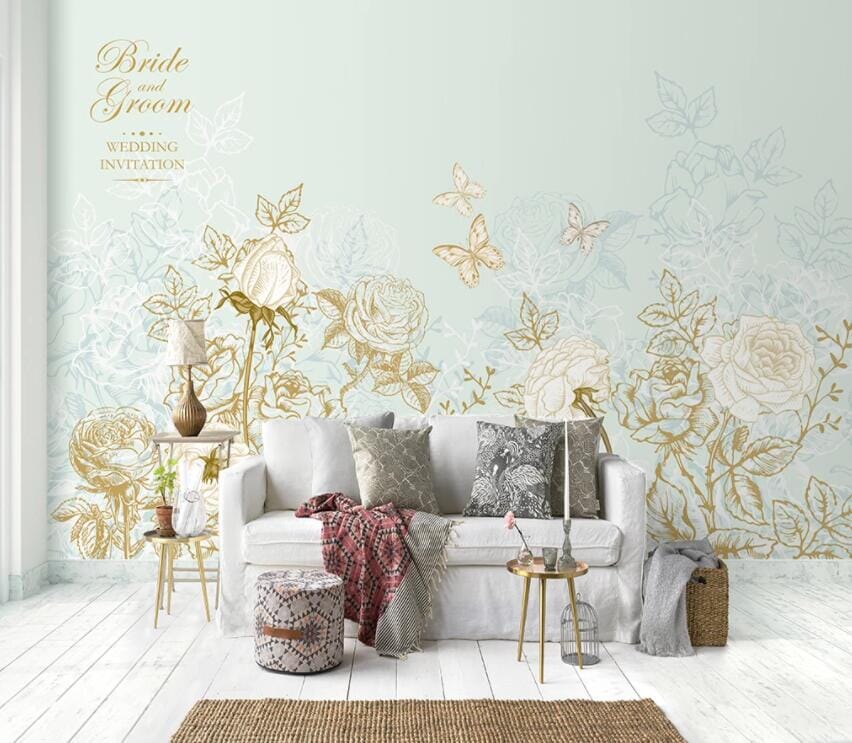 3D Flower Butterfly 1949 Wall Murals Wallpaper AJ Wallpaper 2 