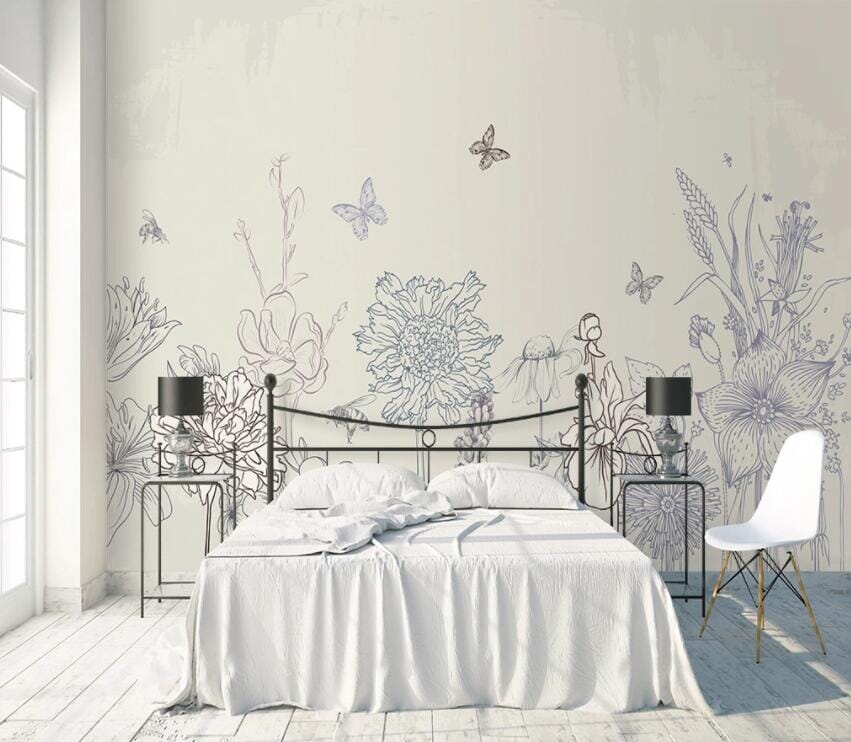 3D Flower Butterfly 1948 Wall Murals Wallpaper AJ Wallpaper 2 