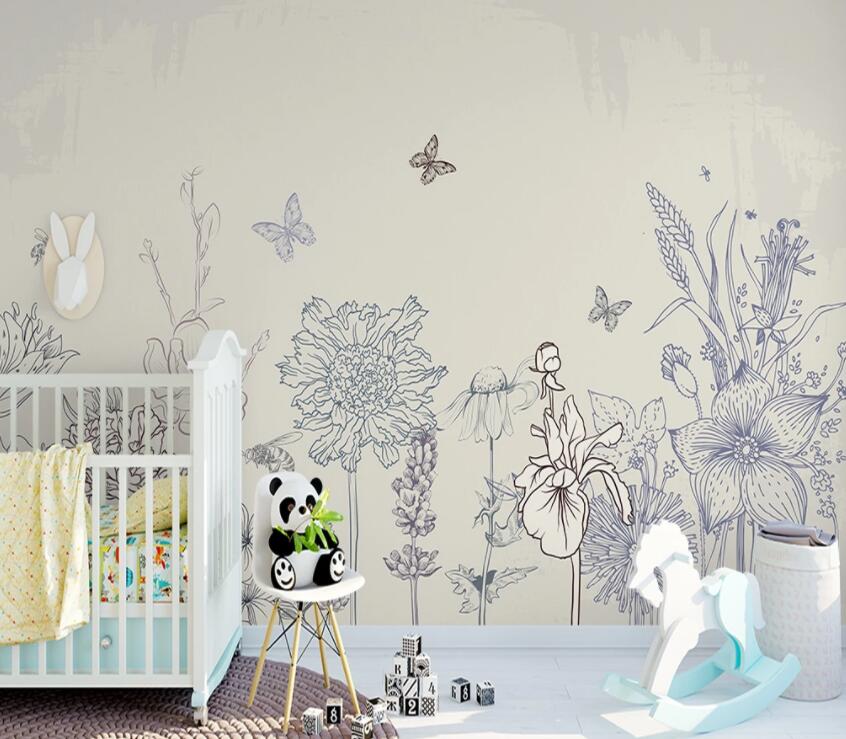 3D Flower Butterfly 623 Wall Murals Wallpaper AJ Wallpaper 2 