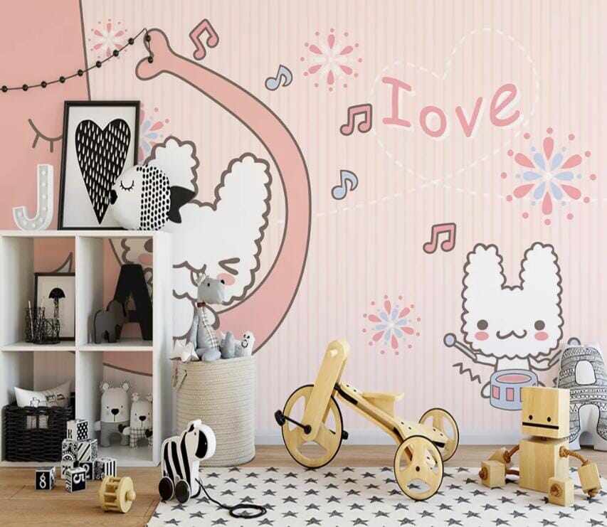 3D Cute Rabbit 1909 Wall Murals Wallpaper AJ Wallpaper 2 