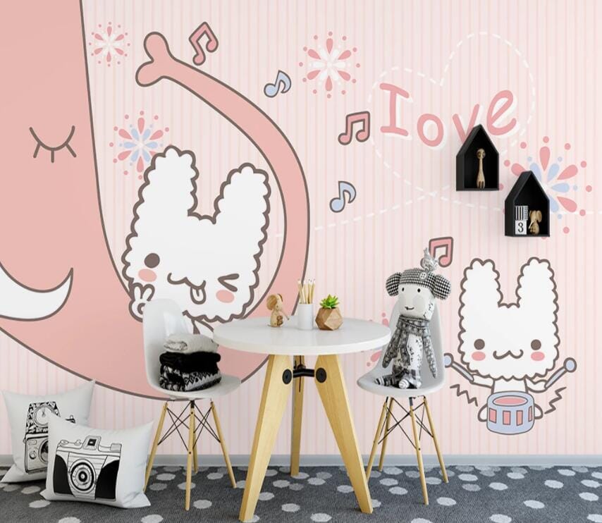3D Cute Rabbit 1909 Wall Murals Wallpaper AJ Wallpaper 2 