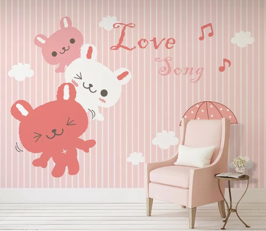 3D Cute Rabbit 1906 Wall Murals Wallpaper AJ Wallpaper 2 