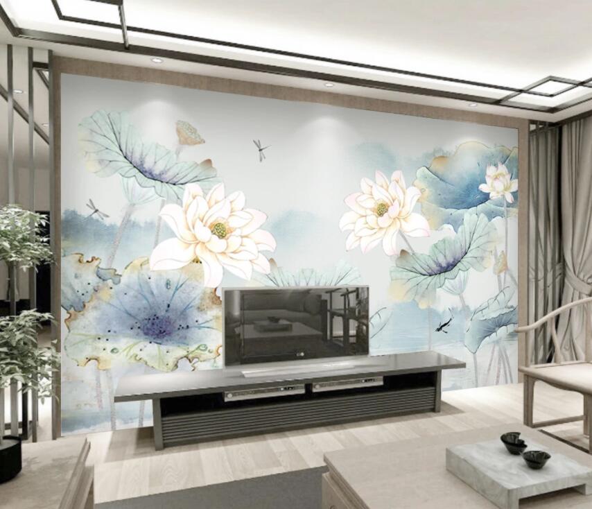 3D Lotus Pond 330 Wall Murals Wallpaper AJ Wallpaper 2 