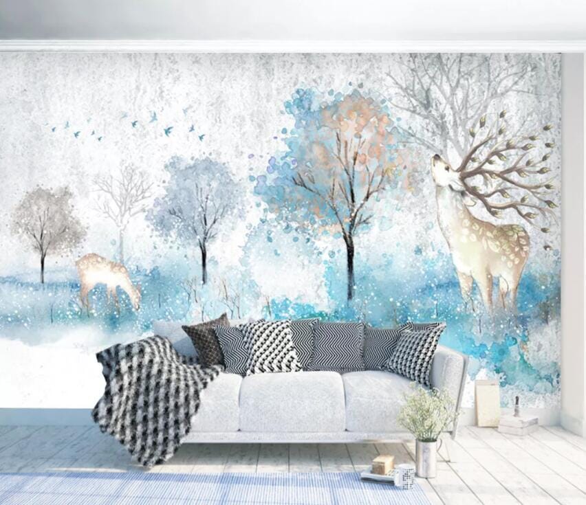 3D Fallow Deer Forest 1650 Wall Murals Wallpaper AJ Wallpaper 2 