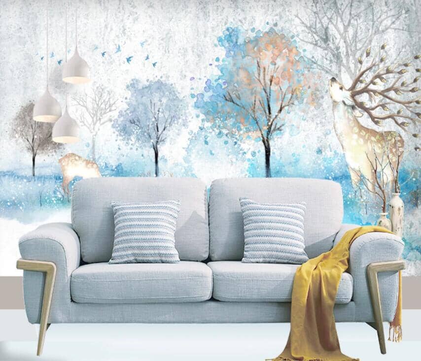 3D Fallow Deer Forest 1650 Wall Murals Wallpaper AJ Wallpaper 2 