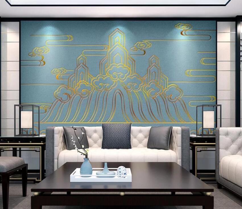 3D Golden Stripes 1639 Wall Murals Wallpaper AJ Wallpaper 2 