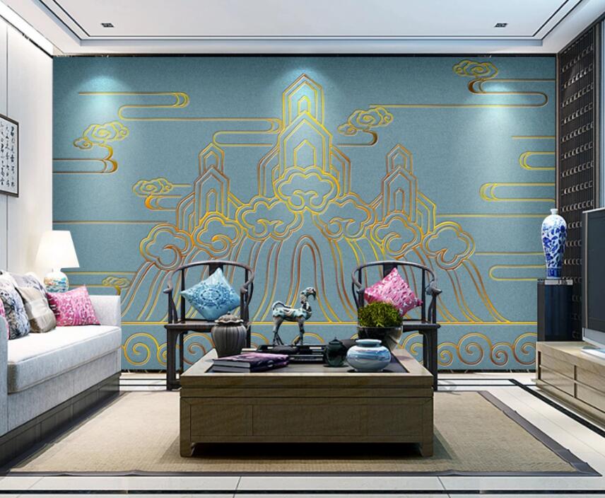 3D Golden Clouds 239 Wall Murals Wallpaper AJ Wallpaper 2 