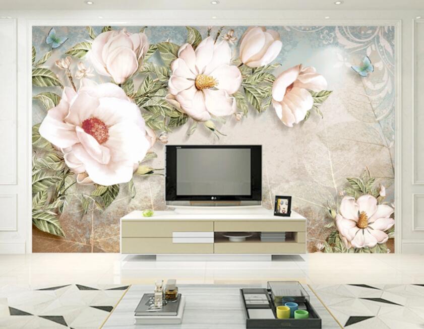 3D White Flowers 191 Wall Murals Wallpaper AJ Wallpaper 2 