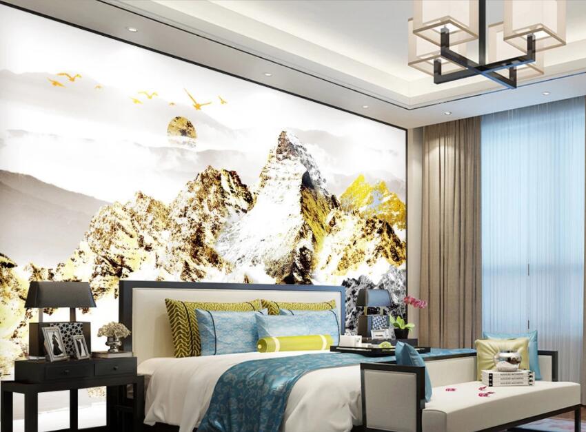 3D Golden Mountain Peak 158 Wall Murals Wallpaper AJ Wallpaper 2 