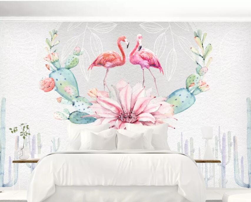 3D Pink Flamingo 1539 Wall Murals Wallpaper AJ Wallpaper 2 