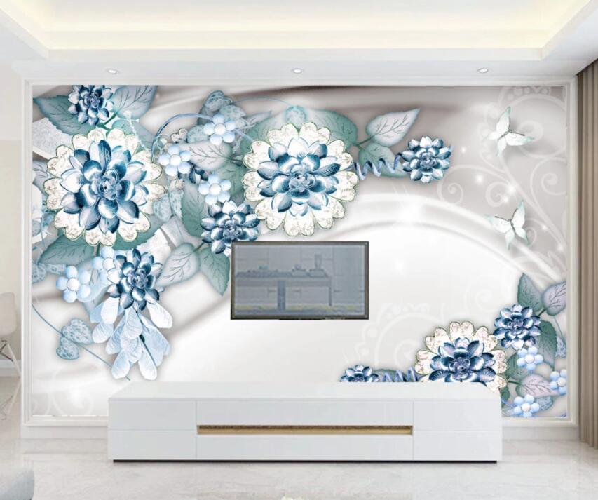 3D White Flowers 137 Wall Murals Wallpaper AJ Wallpaper 2 